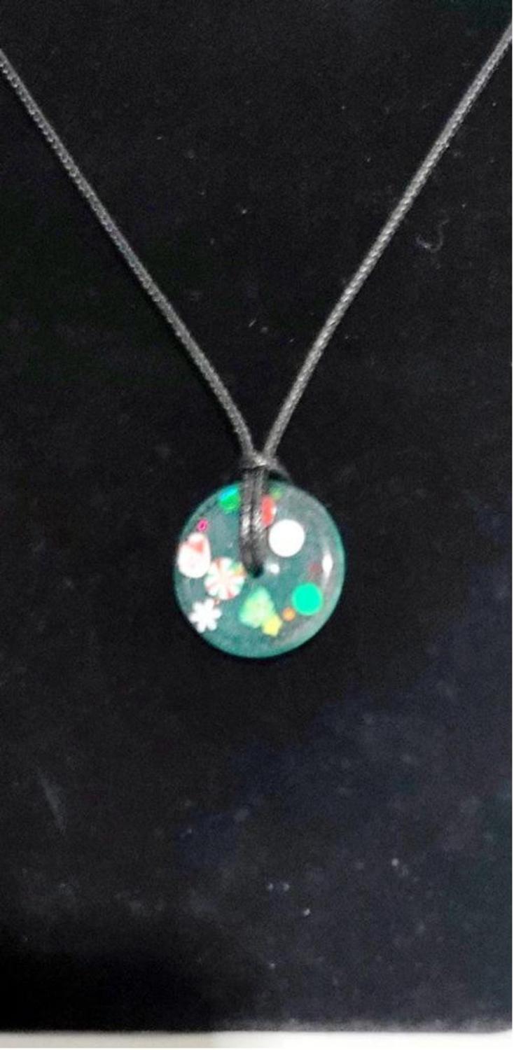 Handmade resin Christmas Medallion Necklace #5