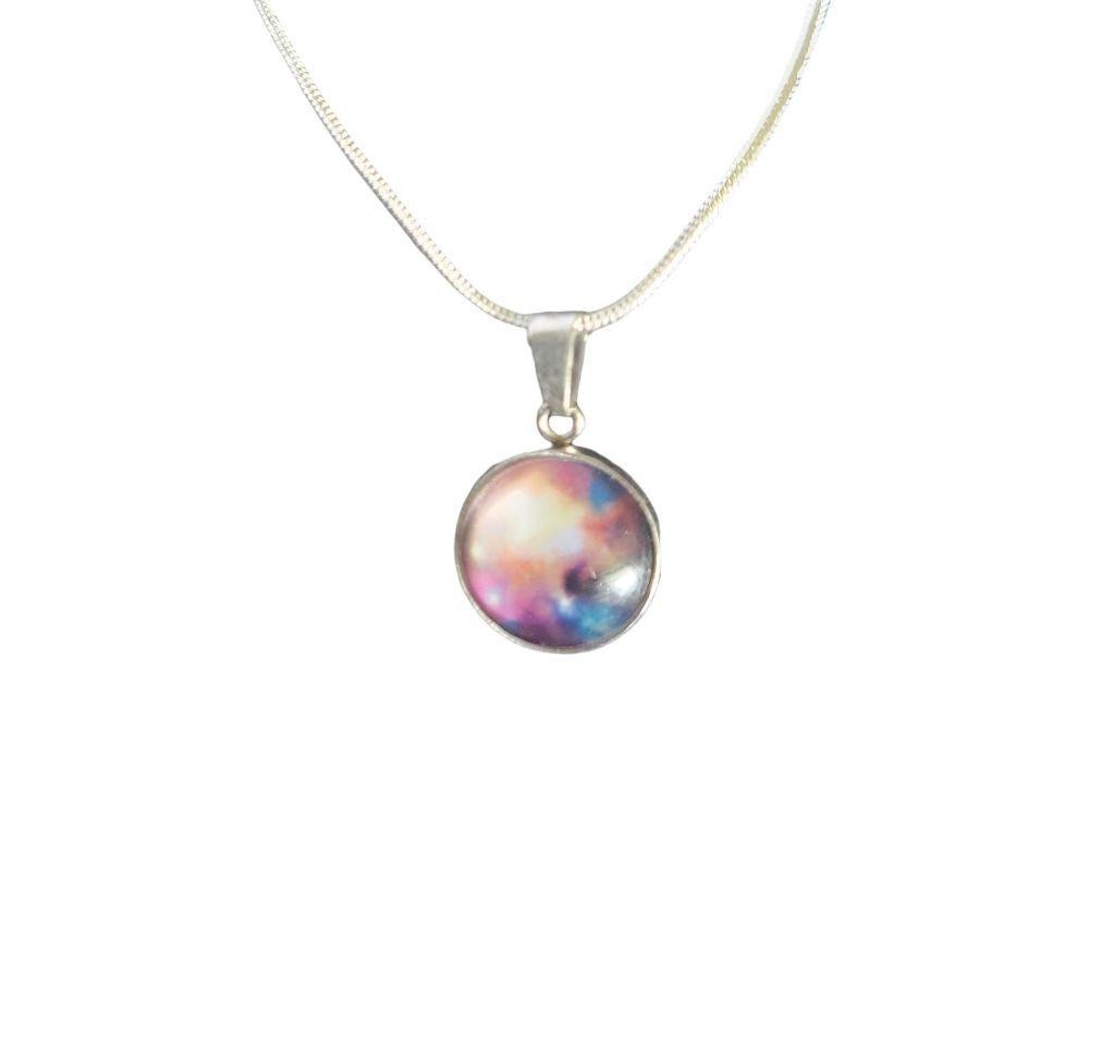 925 Sterling Silver nebula galaxy necklace