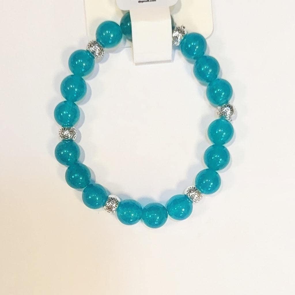 Natural Crystal Aquamarine Beaded Bracelet 8"
