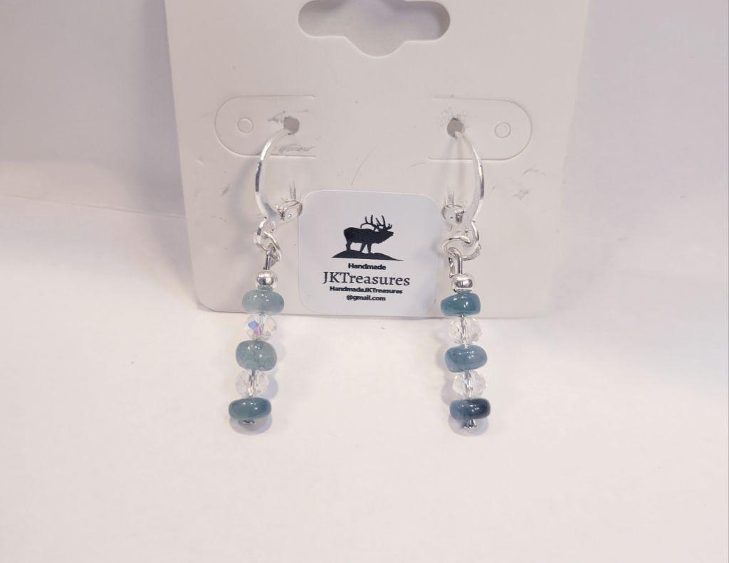 Grandidierite Sterling silver Drop Earrings Rare Gemstone