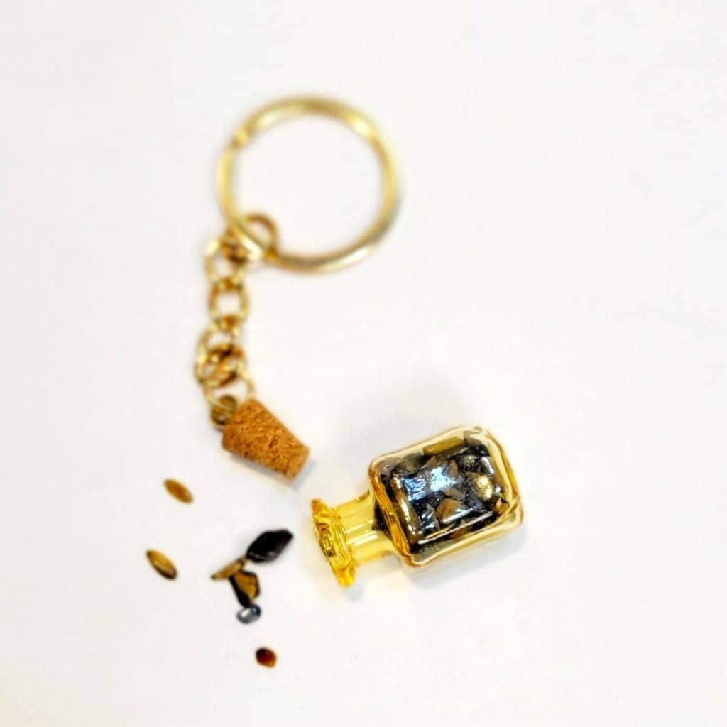 Hand crafted natural Tigers eye crystal mini wish bottle pendant keychain