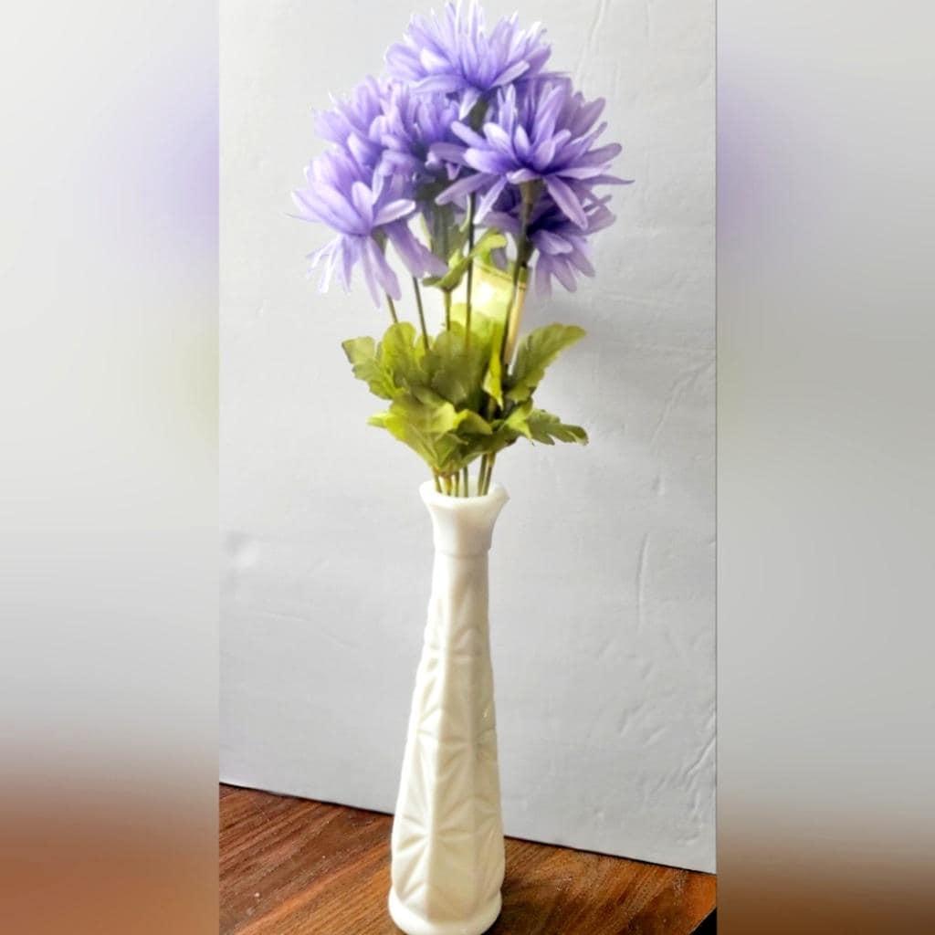 Vintage 9" Hoosier Glass Milk Bud Vase Starburst Pattern