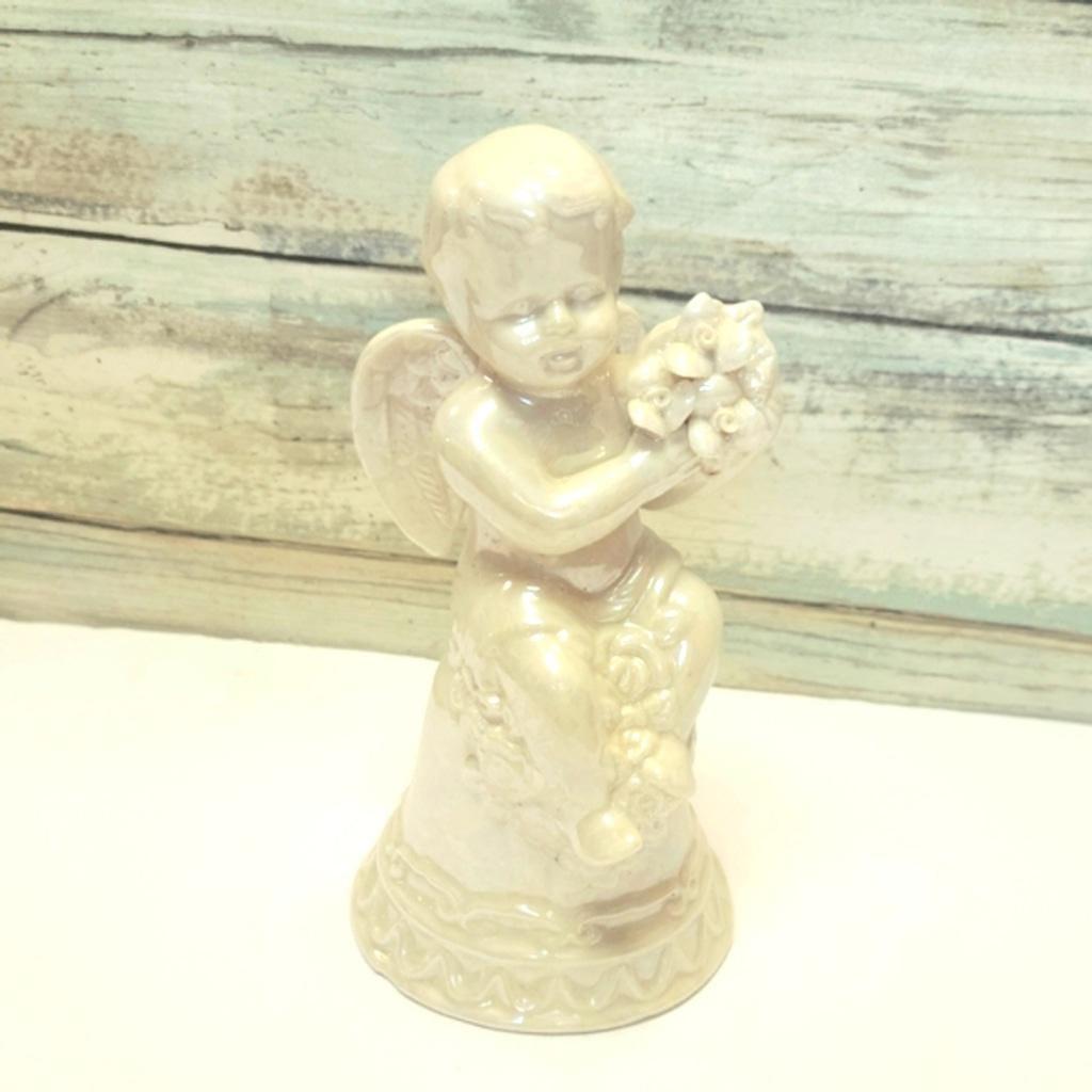 Vintage White Ceramic Angel Bell