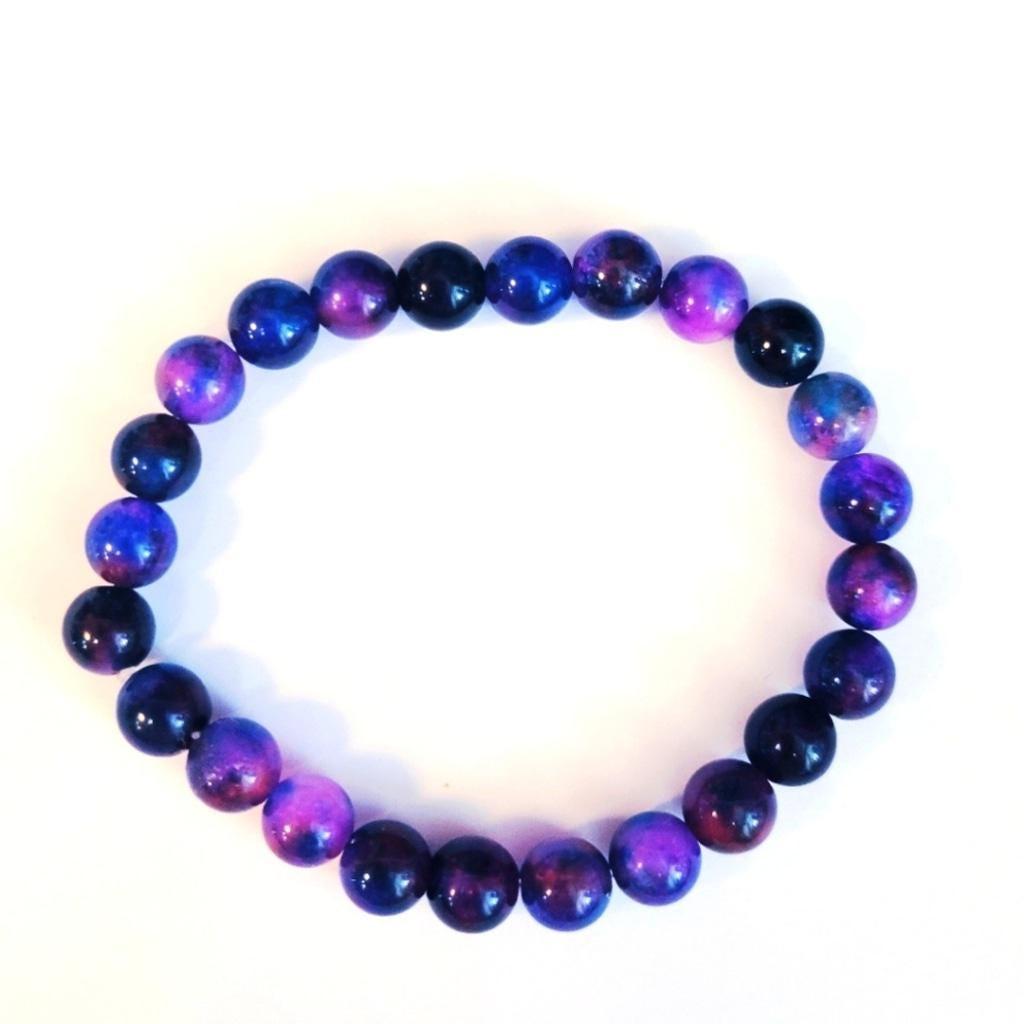 Natural Sugilite Crystal Beaded Bracelet 7.25"