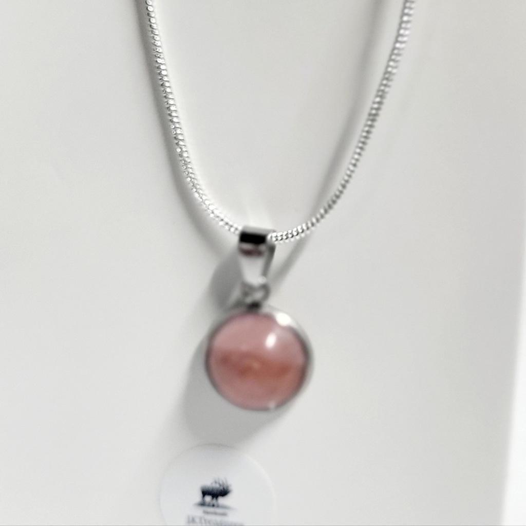 Natural Rose Quartz Crystal Pendant 925 Sterling Silver Necklace