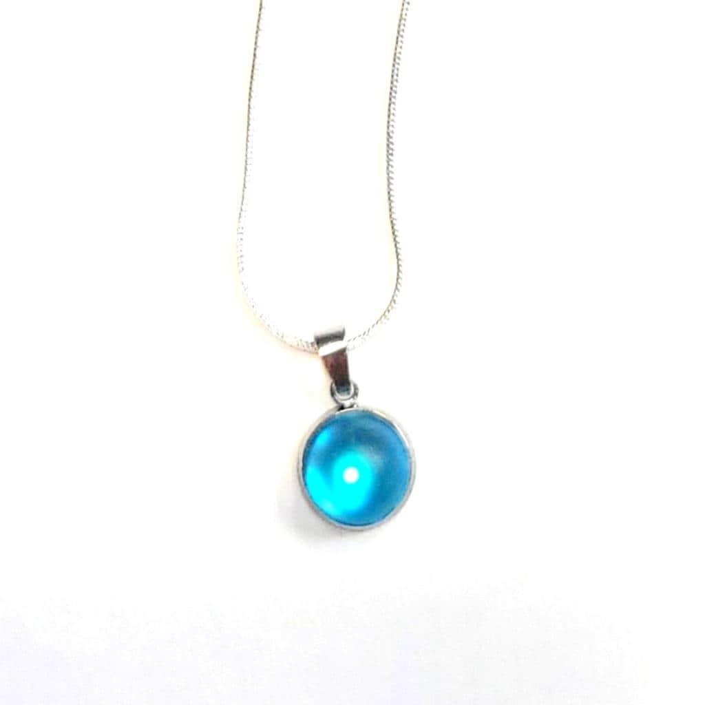 Sea Blue crystal Sea Glass rhinestone 925 stamped sterling silver necklace