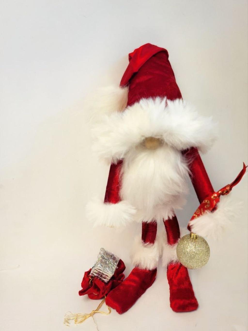 16" Santa Gonk Gnome/ Poseable/ Velvet suit/ Christmas decor/ Shelf Sitter/ Tiered tray decor/ Santa gnome