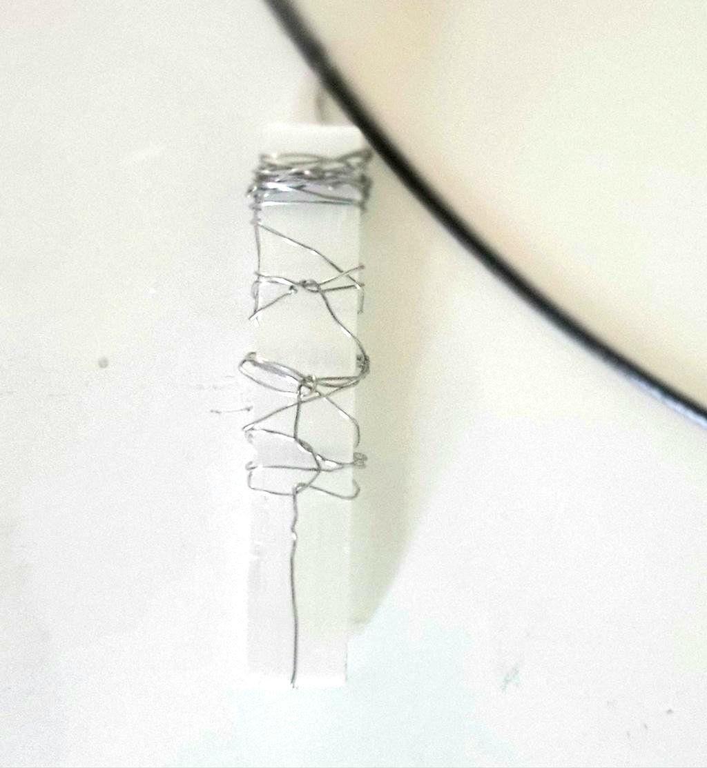 Silver Wire-Wrapped Selenite Pendant Necklace Hand Crafted