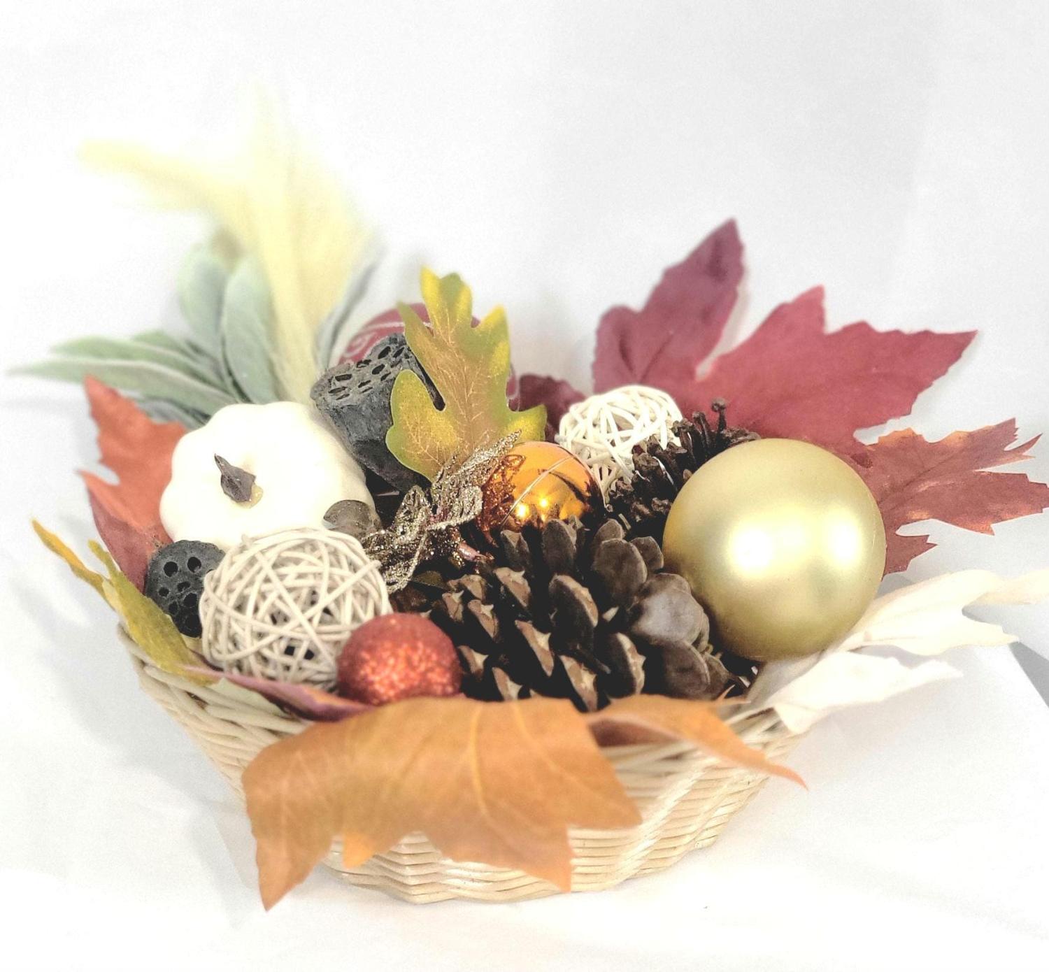 Handcrafted Festive Autumn Decorative Basket table decor centerpiece